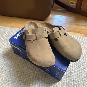 Birkenstock Boston Clogs - tobacco oiled leather, 38 narrow soft footbed